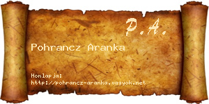 Pohrancz Aranka névjegykártya